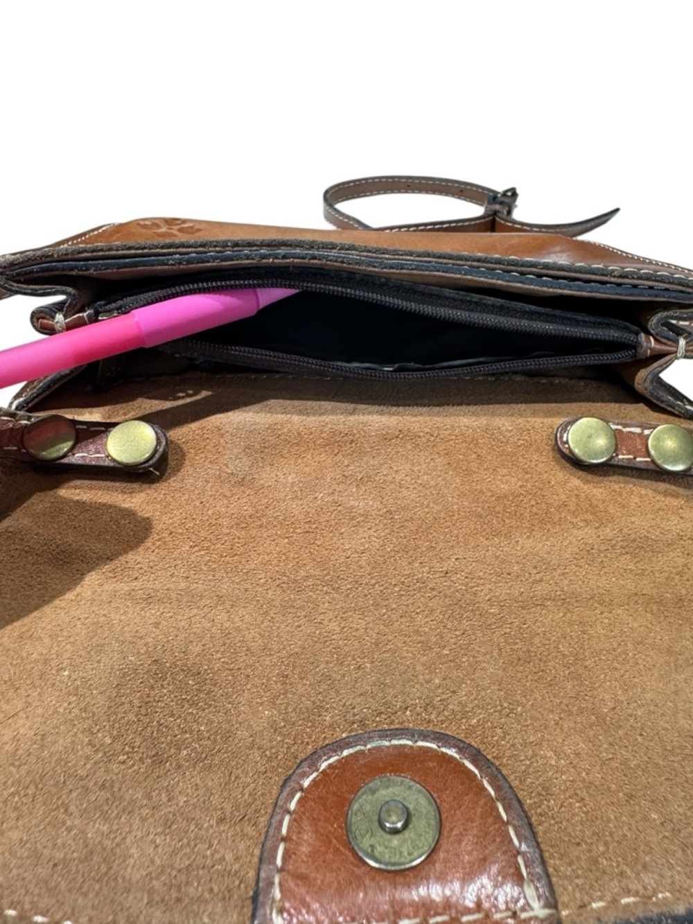 Patricia Nash Torri Tan Leather Mini Crossbody with Buckle - Picture 11 of 16